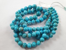 Golden Spiderweb Turquoise Smooth Round Ball Beads -- TRQ231