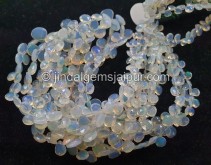 Off White Ethiopian Opal Faceted Heart Beads -- ETOPA144