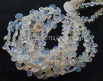 Off White Ethiopian Opal Faceted Heart Beads