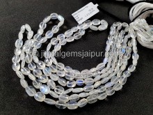White Rainbow Faceted Oval Shape Beads