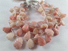 Pink Opal Carved Pear Beads -- POP84
