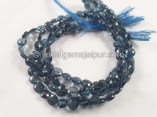 London Blue Topaz Faceted Coin Beads -- LBT92