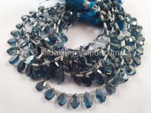 London Blue Topaz Big Table Cut Pear Beads -- LBT100