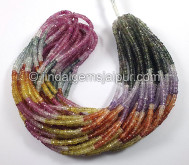 Multi Sapphire Faceted Tyre Shape Beads