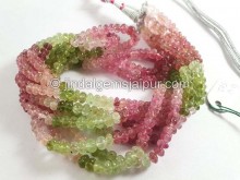 Multi Pink & Green Tourmaline Carved Pumpkin Beads