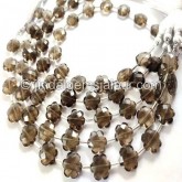 Smoky Faceted Flower Beads -- SMKA46