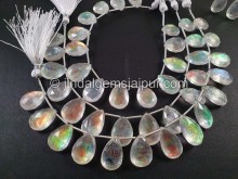 White Abalone Crystal Big Doublet Faceted Pear Beads -- DBLT28