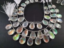 White Abalone Crystal Big Doublet Faceted Pear Beads