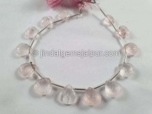 Rose Quartz Carved Crown Heart Beads -- RSQA67