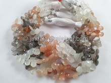 Multi Moonstone Faceted Pear Beads -- MONA77