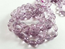 Pink Amethyst Concave Cut Barrel Beads