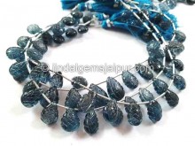 London Blue Topaz Carved Pear Beads