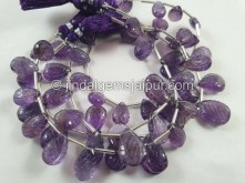 Amethyst Carved Crown Pear Beads -- AMTA91
