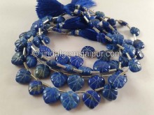 Lapis Carved Maple Leaf Beads