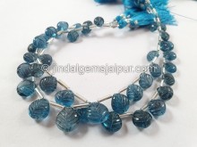 London Blue Topaz Carved Heart Beads