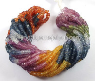 Multi Sapphire Faceted Tyre Shape Beads