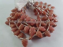 Rhodochrosite Carved Leaf Beads -- RHDC37