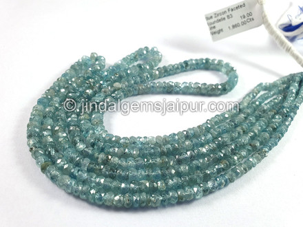 Blue Zircon Faceted Roundelle Shape Beads Blue Zircon Faceted Roundelle Shape Beads