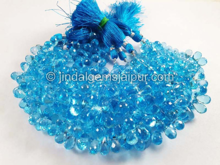 Swiss Blue Topaz Faceted Drops Beads Swiss Blue Topaz Faceted Drops Beads