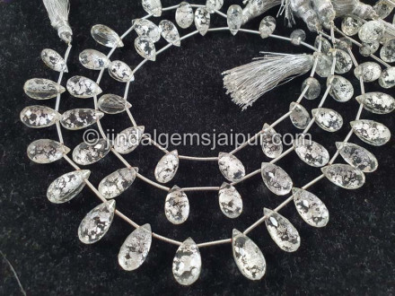 Silver Leaf Doublet Faceted Drops Beads Silver Leaf Doublet Faceted Drops Beads