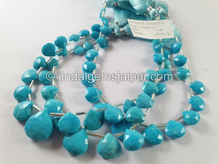Turquoise Arizona Faceted Heart Shape Beads Turquoise Arizona Faceted Heart Shape Beads