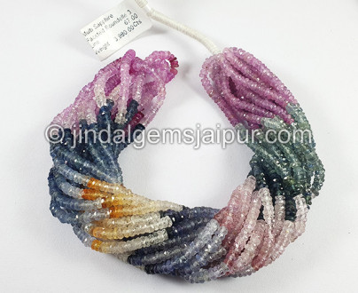 Multi Sapphire Faceted Roundelle Shape Beads