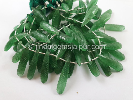 Green Strawberry Quartz Carved Long Pear Beads Green Strawberry Quartz Carved Long Pear Beads