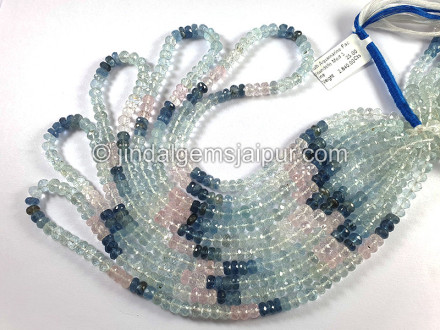 Multi Aquamarine Faceted Roundelle Shape Beads