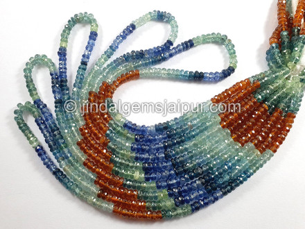 Multi Kyanite Faceted Roundelle Shape Beads