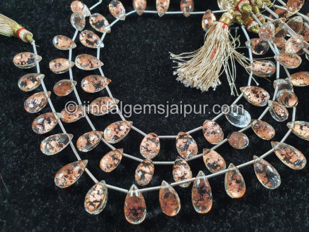 Copper Leaf Doublet Faceted Drops Beads Copper Leaf Doublet Faceted Drops Beads