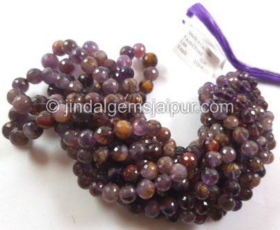Amethyst Cacoxenite Faceted Round Beads Amethyst Cacoxenite Faceted Round Beads