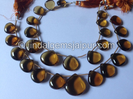 Cognac Quartz Plain Heart Shape Beads