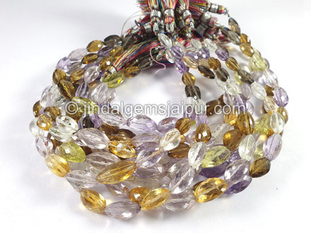 Multi Stone Faceted Cardamom Shape Beads Multi Stone Faceted Cardamom Shape Beads