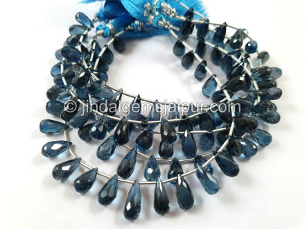 London Blue Topaz Far Faceted Long Drop Beads