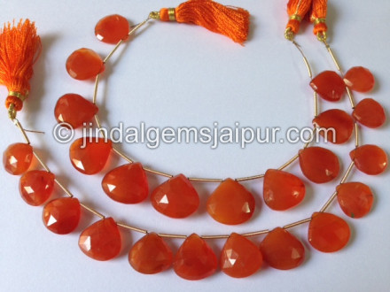 Carnelian Briollete Heart Shape Beads