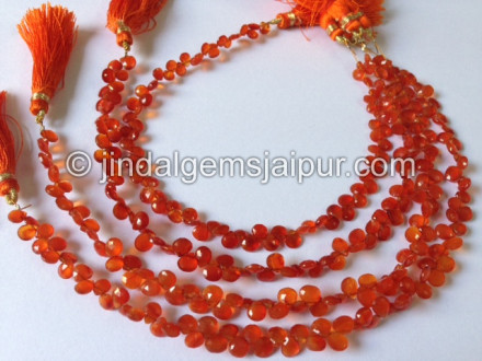 Carnelian Faceted Heart Shape Beads
