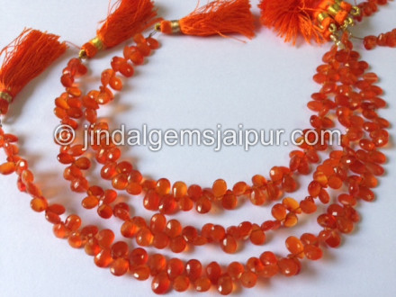 Carnelian Faceted Pear Shape Beads