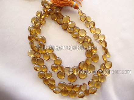 Cognac Quartz Faceted  Heart Shape Beads