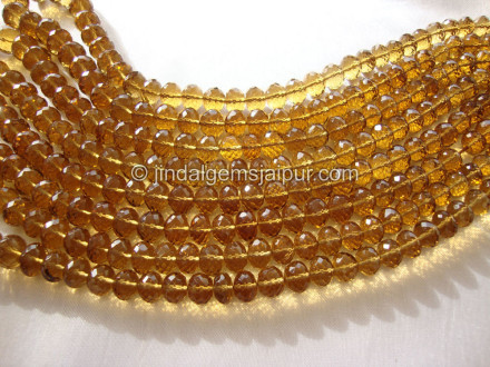 Coganac Quartz Far Faceted Roundelle Shape Beads Coganac Quartz Far Faceted Roundelle Shape Beads