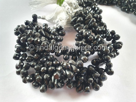 Black Spinel Faceted Drops Shape Beads Black Spinel Faceted Drops Shape Beads
