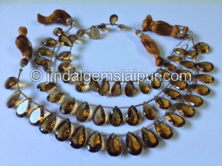 Coganac Quartz Concave Cut Pear Shape Beads Coganac Quartz Concave Cut Pear Shape Beads