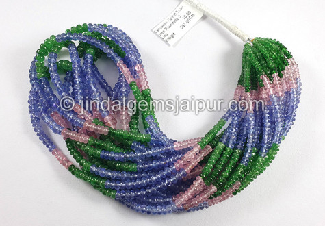 Tanzanite Spinel Tsavorite Smooth Roundelle Shape Beads