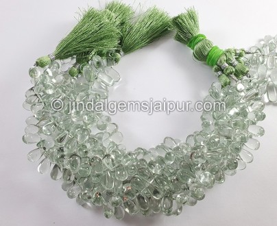Green Amethyst Smooth Drops Shape Small Beads