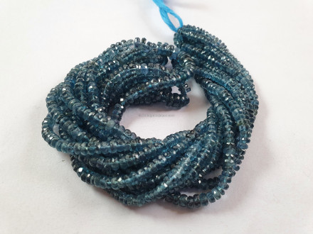Teal Indigo Kyanite Faceted Roundelle Beads Teal Indigo Kyanite Faceted Roundelle Beads