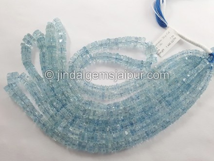 Aquamarine Step Cut Bolt Shape Beads