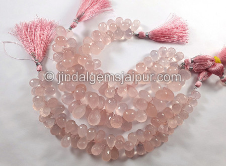 Rose Quartz Faceted Drops Shape Big Beads
