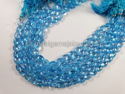Swiss Blue Topaz Faceted Oval Shape Small Beads