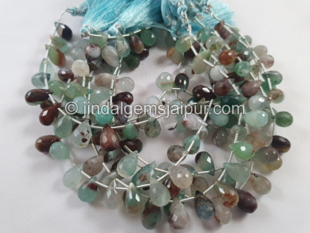 Aqua Chalcedony Faceted Drops Beads Aqua Chalcedony Faceted Drops Beads