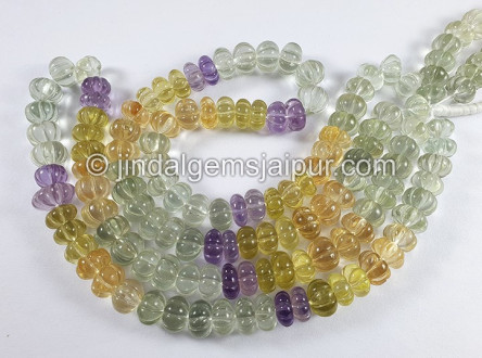 Multi Stone Carved Pumpkin Shape Beads