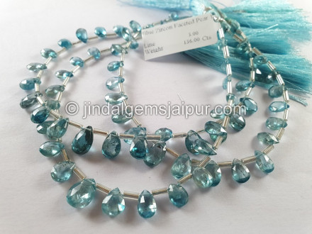 Blue Zircon Faceted Pear Shape Beads Blue Zircon Faceted Pear Shape Beads
